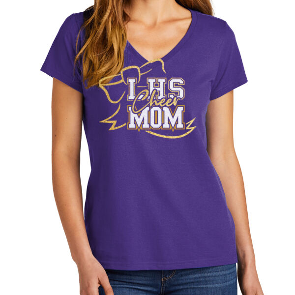 LHS Cheer Mom -Glitter Tee V Neck Thumbnail